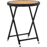 Berkfield Home Tea Table Black 60 cm Poly Rattan & Solid Acacia Wood