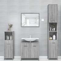 Berkfield Home Bathroom Cabinet Grey Sonoma 30x30x183.5 cm Engineered Wood