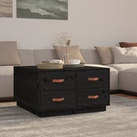 Berkfield Home Coffee Table Black 80x80x45 cm Solid Wood Pine | Size: 80 x 80 x 45 cm