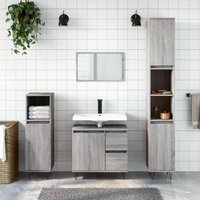 Berkfield Home Bathroom Cabinet Grey Sonoma 30x30x190 cm Engineered Wood | Size: 30 x 30 x 190 cm