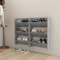 Wall Shoe Cabinets 2 pcs Concrete 60x18x90 cm Engineered Wood x 18 x 90 cm