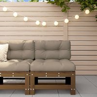 Berkfield Home Middle Sofa with Cushions Honey Brown Solid Wood Pine