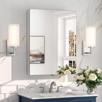 Dprodo Adjustable Single Door Mirrored Bath Cabinets in Cool White | Size: 1 Pack