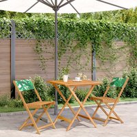 Berkfield Home 3 Piece Bistro Set Leaf Pattern Fabric & Solid Wood in Green
