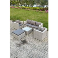 6 Seater PE Wicker Light Grey Rattan Sofa Set Garden Furniture Patio Furniture