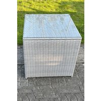 Fimous Rattan Cube Side Table Corner Tea Coffee Table in Light Grey