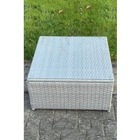 Fimous Square Rattan Coffee Tea Side Table in Light Grey