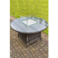 Fimous PE Round Rattan Gas Fire Pit Dining Table Gas Heater in Dark Grey