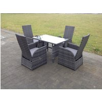 Oblong Table Adjustable Reclining Chair Rattan Dining Set Garden Furniture Table & Chair Set 4 Chairs