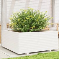 Berkfield Home Garden Planter White 110x110x49.5 cm Solid Wood Pine