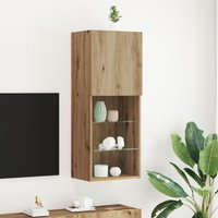 Berkfield Home TV Cabinet with LED Lights Artisan Oak 40, 5x30x102 cm in Brown | Size: 5 x 30 x 102 cm