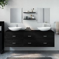 Berkfield Home 5 Piece Bathroom Furniture Set Black Engineered Wood