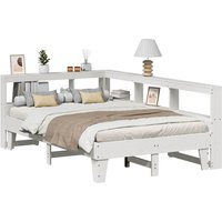 Berkfield Home Bookcase Bed without Mattress White 135x190cm Double Solid Wood Pine