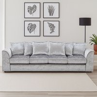 Crystal Crushed Velvet Long 4 Seater Sofa Scatter Back Curved Arm