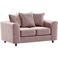 Furnishings For Less UK Brooklyn Plush Velvet Foam Fabric 2 Seater Sofa Scatter Back in Pink
