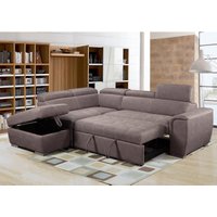 Nevada Large L Shaped Suede Tilting Headrest & Storage Ottoman Included Left Hand Facing Light
