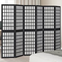 Berkfield Home Room Divider 6 Panels Black Solid Wood Paulownia