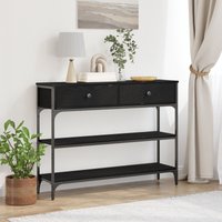 Berkfield Home Console Table Black Oak 100x25x75 cm Engineered Wood & Steel | Size: 100 x 25 x 75 cm