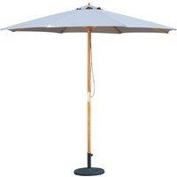 Bali Wooden Parasol 2.95m Hunter Green Weatherproof Fabric Beige