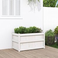 Berkfield Home Garden Planter White 90x50x50 cm Solid Wood Pine | Size: 90 x 50 x 50 cm