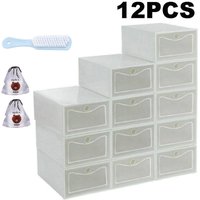 12Pcs Plastic Shoe Storage Boxes Drawer Stackable Foldable Durable Organiser 500mm