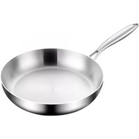 VOGREX Kitchen 316 Stainless Steel Frying Pan Non-Stick Pan Fried Steak Pot Uncoated in Silver | Size: 10ft