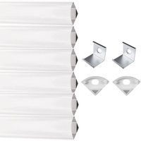 6 Pack LED Aluminium Channel Profile 3.3ft Extrusion Diffuser Strip Lights Cover