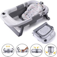 Foldable Bath Tub Ergonomic Temperature & Cushion Bath Pad + Bath Net