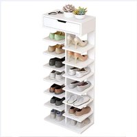 8 Tier Shoe Rack Narrow Wooden Storage Cabinet Organizer
