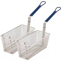 VOGREX 2 Commercial Fryer Frying Basket Chip Fish Deep Fat Takeaway 340x165x150mm in Silver