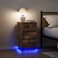 Berkfield Home Bedside Cabinet with LED Lights Smoked Oak 38x34x65 cm | Size: 38 x 34 x 65 cm