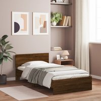 Berkfield Home Bed Frame without Mattress with Headboard Brown Oak 100x200 cm