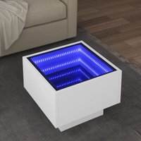 Berkfield Home Side Table with LED White 40x40x30 cm Engineered Wood | Size: 40 x 40 x 30 cm