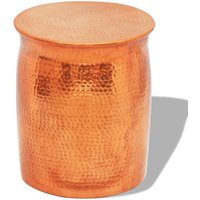 Berkfield Home Hammered Aluminium Stool/Side Table Brass/Copper Colour in Gold
