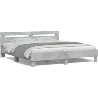 Bed Frame LED without Mattress Concrete 200x200 cm