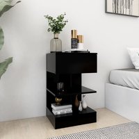 Berkfield Home Bedside Cabinet Black 40x35x65 cm Engineered Wood | Size: 40 x 35 x 65 cm