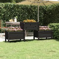 Berkfield Home Planter Black 178.5x44x75 cm Solid Wood Pine