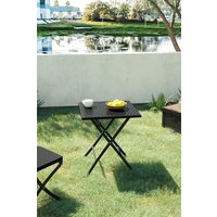 Garden Sanctuary Square Folding Outdoor Rattan Bistro Dining Table in Black