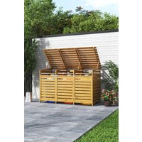 Spruce Wood Outdoor Trash Can Storage Shed 3 Doors