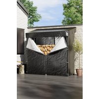 Garden Sanctuary 6ft W x 2.3ft D Metal Tube Firewood Rack Outdoor Log Storage Shed with Roof in Black