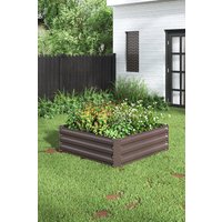 Garden Sanctuary Galvanised Steel Square Raised Garden Bed Garden Box in Brown