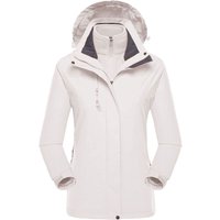 MODISHION Women's Classic 3 in 1 Waterproof Windproof Jacket in Ivory | Size: 2XL