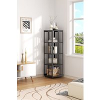 H&O Direct Black Steel 4-Tier Bookcase Storage Rack