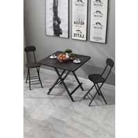 Living and Home 3pcs Folding Table and 2 Chairs Set Indoor Outdoor Bistro Kitchen Dining Set Furniture in Black