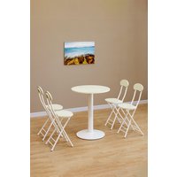 Living and Home 5pcs Round Table and 4 Chairs Set Bistro Coffee Table Dining Set Furniture in White