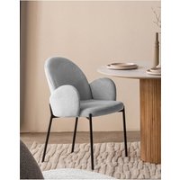 Living and Home 2Pcs Upholstered Dining Chairs with Armrest in Grey