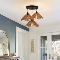3 Light Boho Rattan Farmhouse Pendant Light