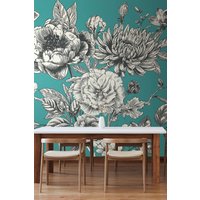 Large Rose Toile Wall Mural W350 cm x H280 cm