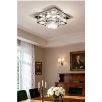 Living and Home Modern Fancy Crystal LED Flush Mount Ceiling Light in Silver