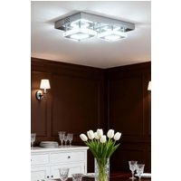 Living and Home Glam Crystal Square Ceiling Light in Silver
